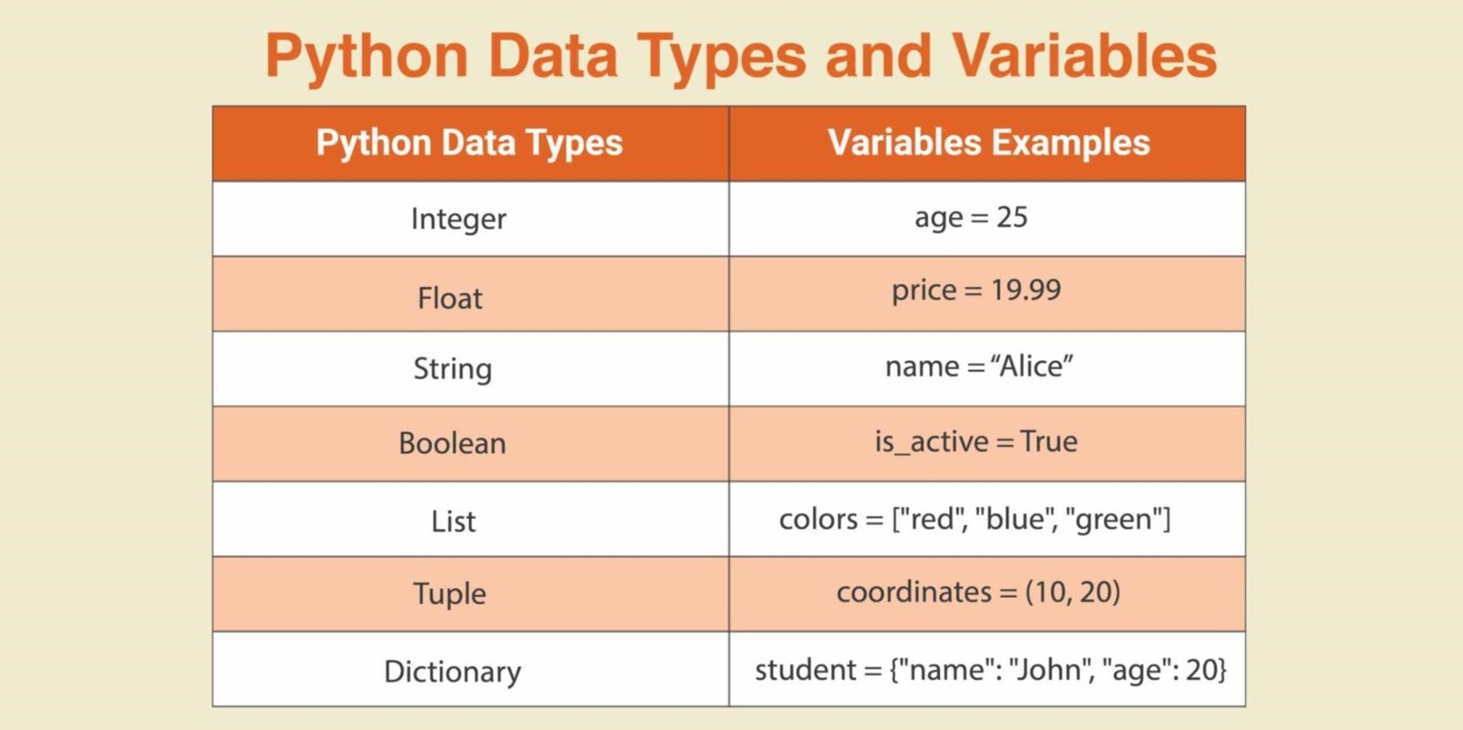 Python data types and variables